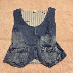 y2k vintage denim button up vest
